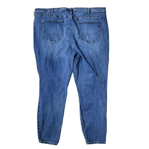 Lane Bryant Ankle Jeans Size 28 44X29 High Rise Distressed Ripped Medium Wash - Picture 2 of 9
